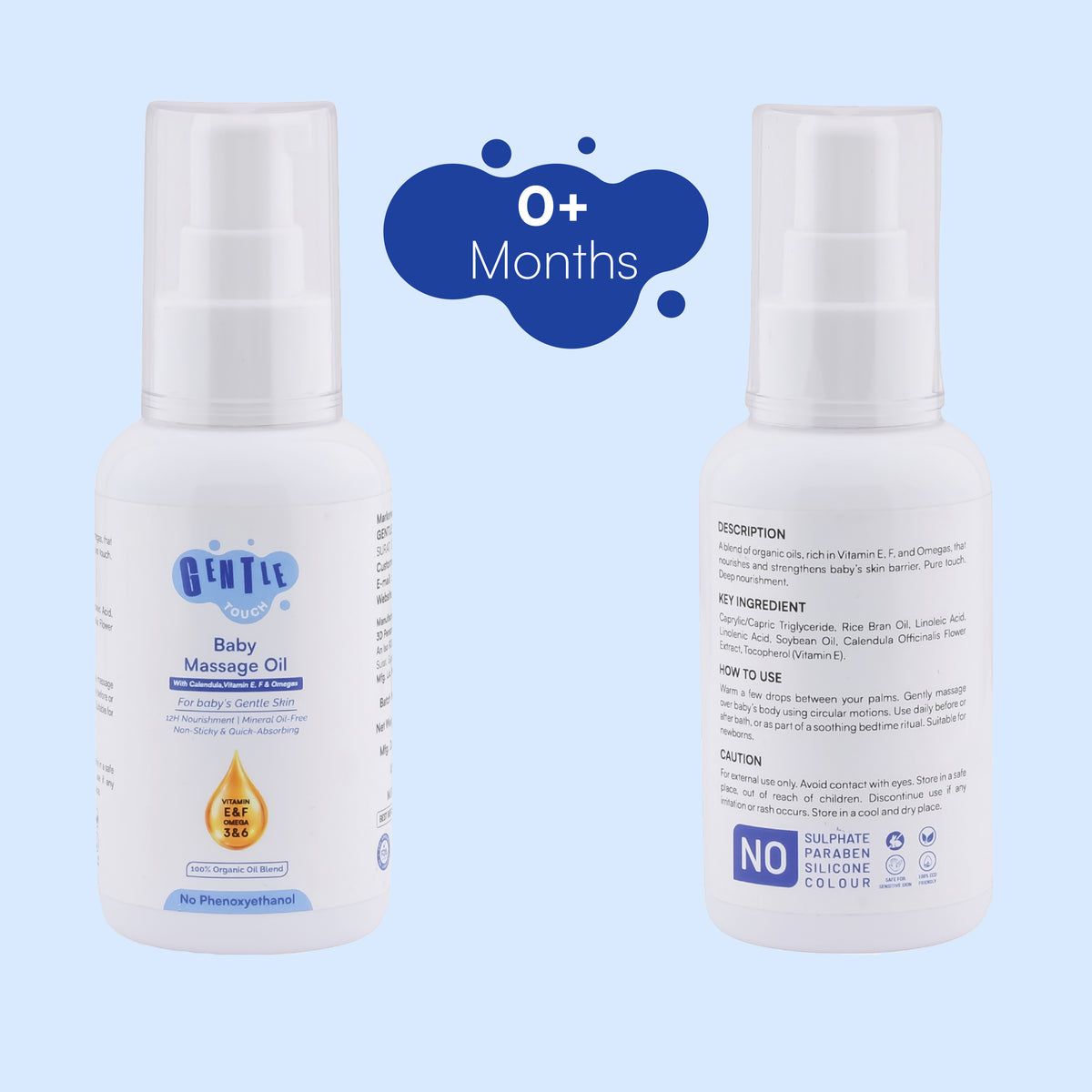 Organic Calendula Baby Massage Oil | Non-Sticky & Fragrance-Free | Vitamin E & F