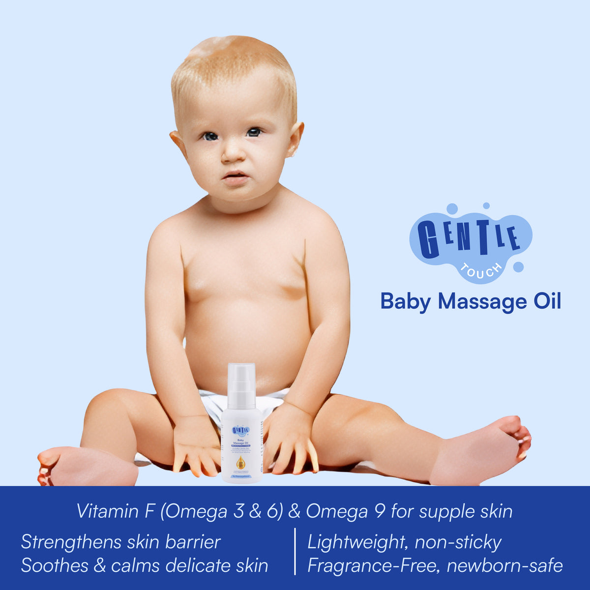 Organic Calendula Baby Massage Oil | Non-Sticky & Fragrance-Free | Vitamin E & F