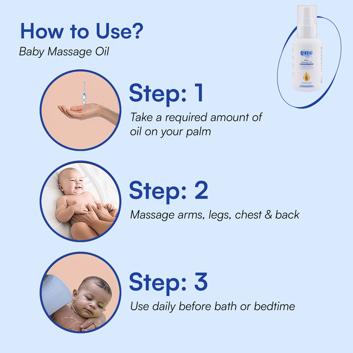 Organic Calendula Baby Massage Oil | Non-Sticky & Fragrance-Free | Vitamin E & F