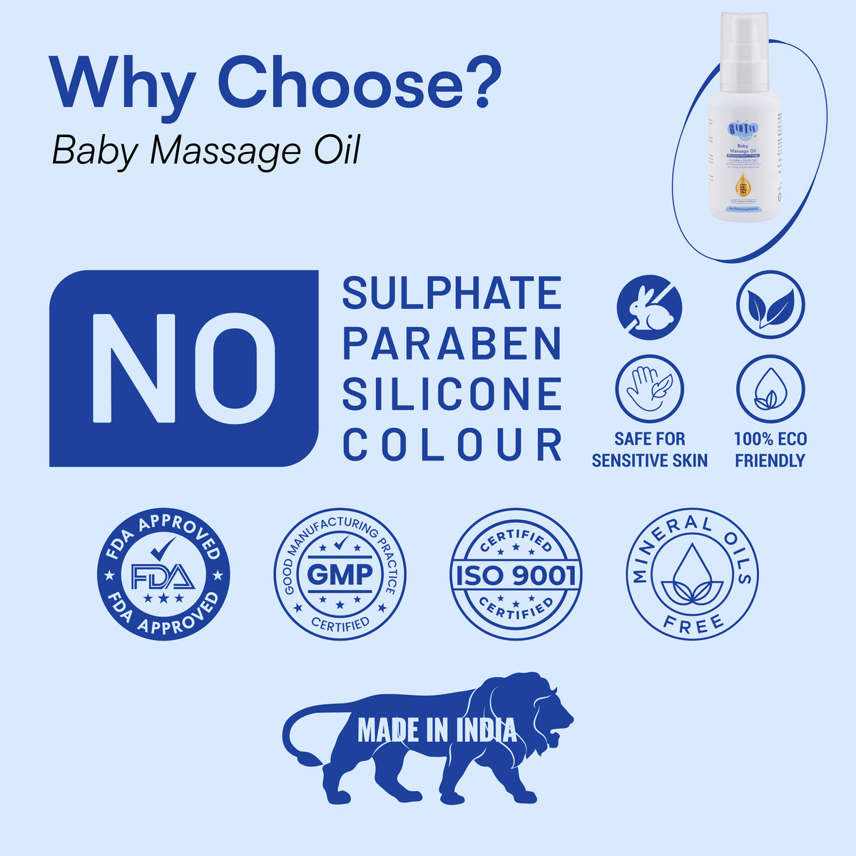 Organic Calendula Baby Massage Oil | Non-Sticky & Fragrance-Free | Vitamin E & F