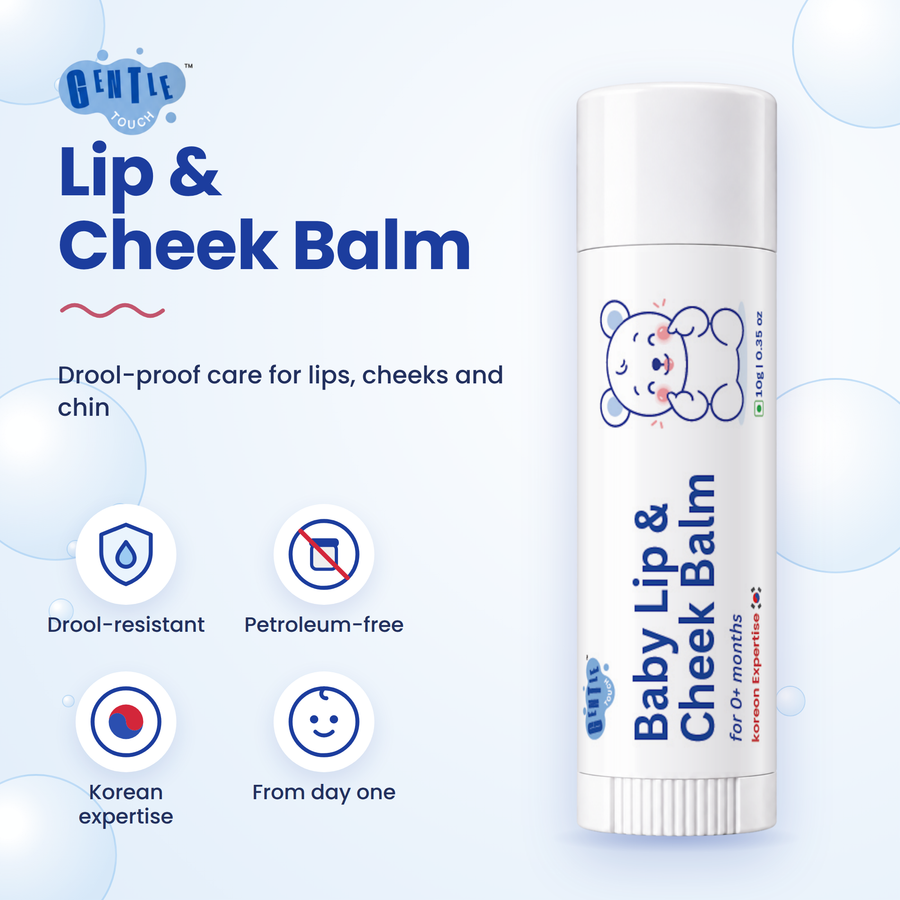 Gentle Touch Baby Lip & Cheek Balm | Derma-Clera® + Jojoba + Murumuru Butter | Drool-Proof, Lick-Safe Balm Stick