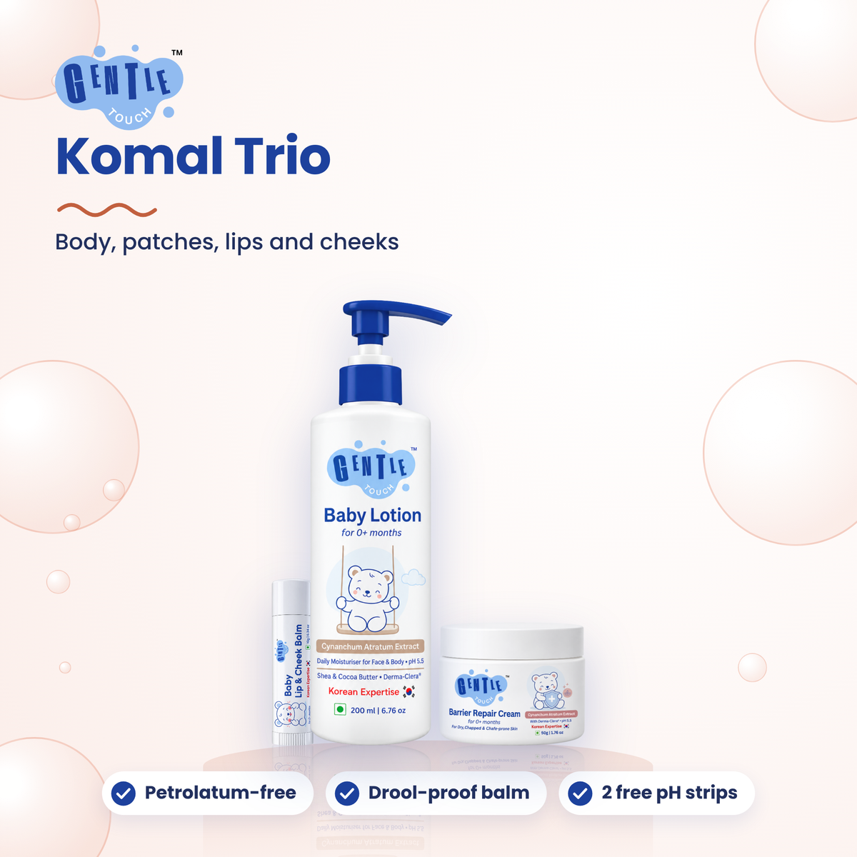 Komal Trio | Baby Lotion, Cream & Lip Balm