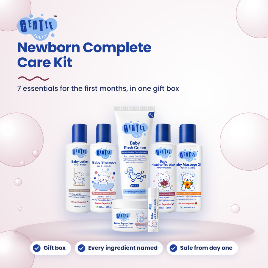 Gentle Touch Newborn Complete Care Kit | 7 Clinically Backed Baby Essentials | Premium Gift Box