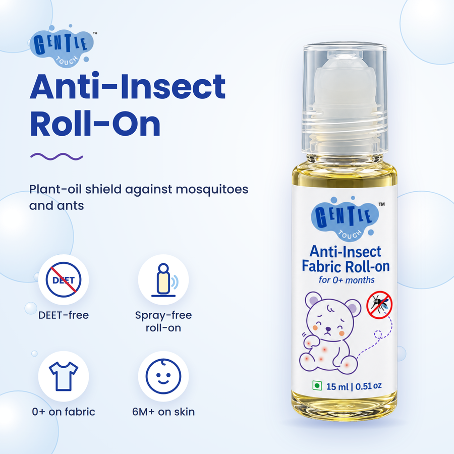 Gentle Touch Baby Anti-Insect Fabric Roll-On | Citronella + Lemongrass | DEET-Free, Aerosol-Free Plant Protection