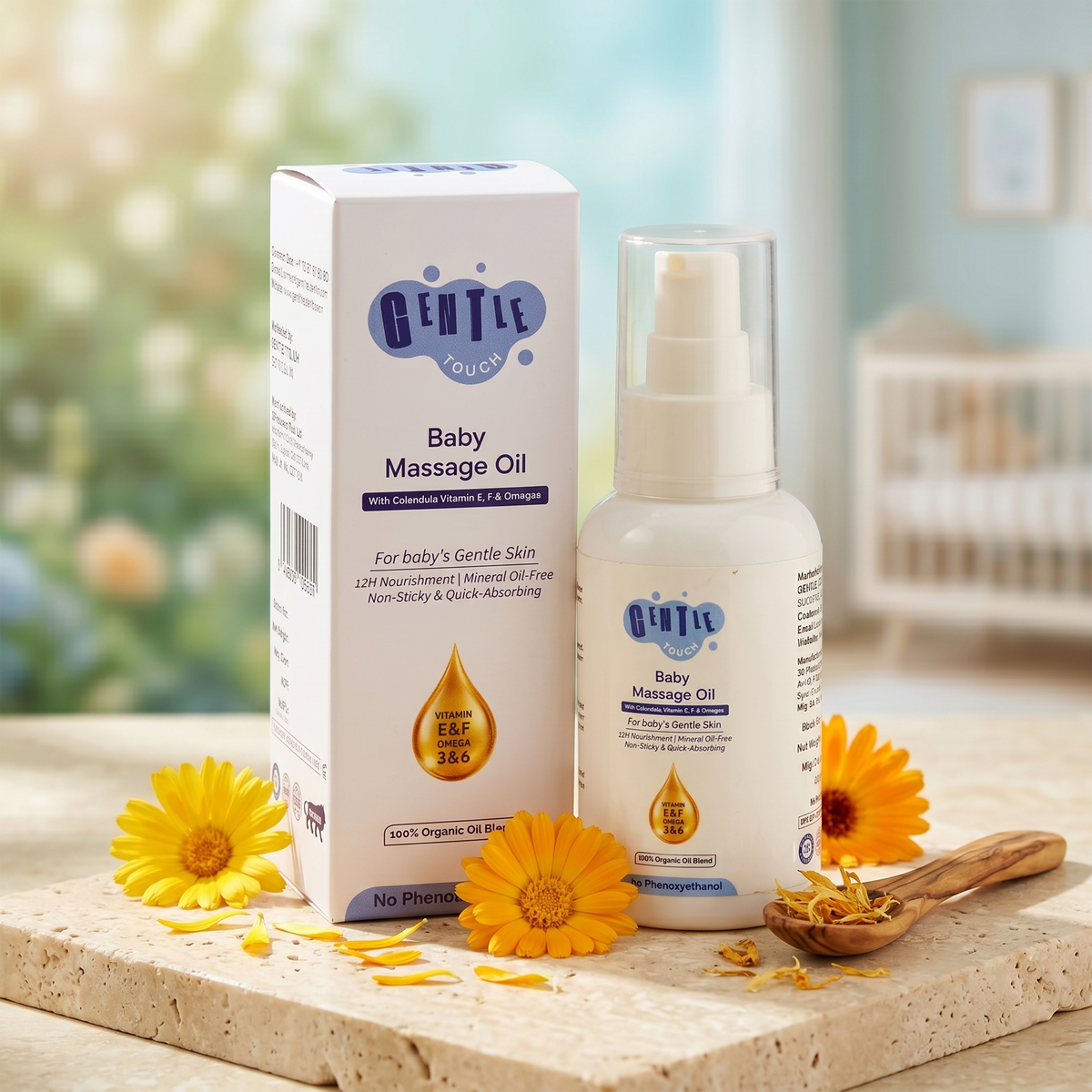 Organic Calendula Baby Massage Oil | Non-Sticky & Fragrance-Free | Vitamin E & F Main image