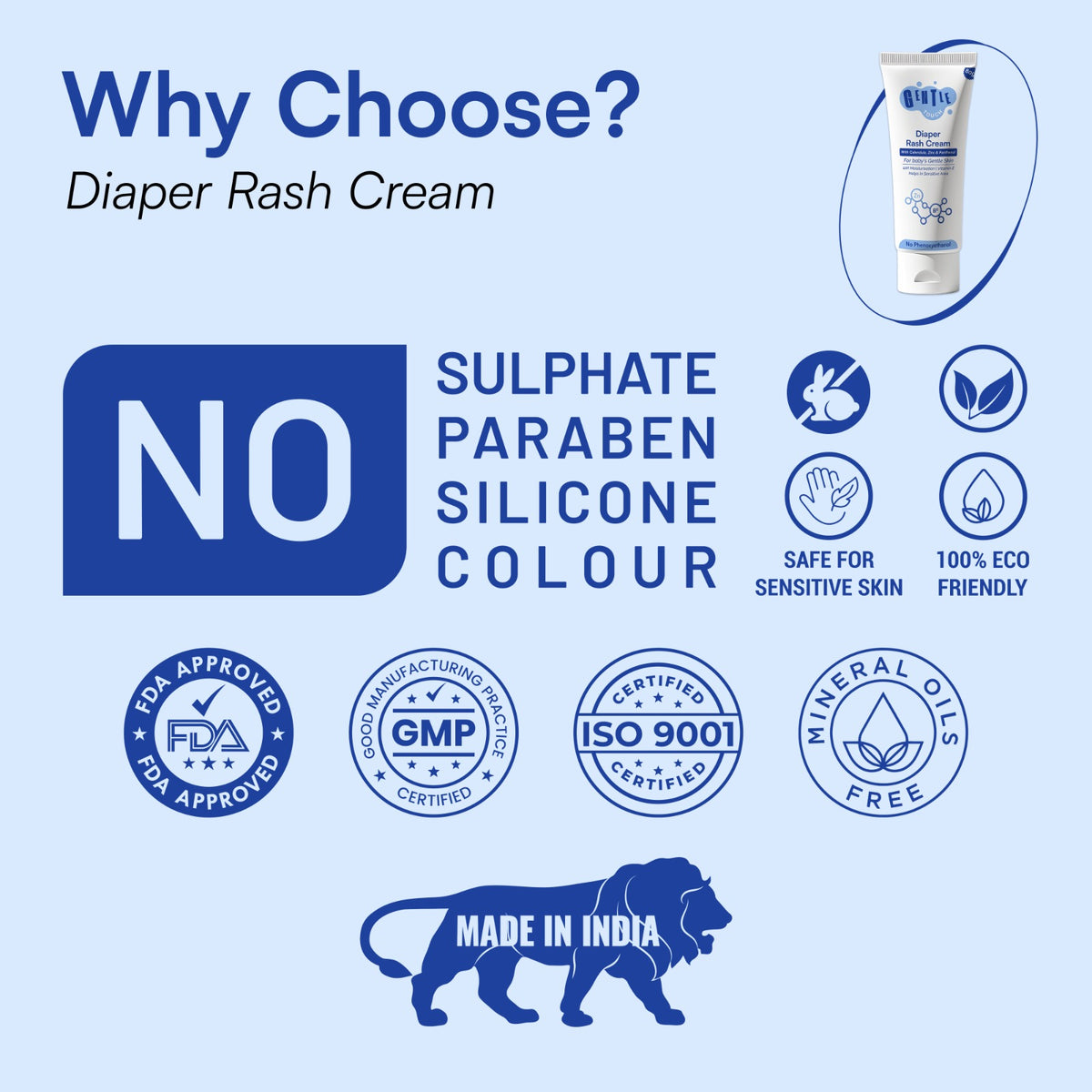 Organic Calendula Baby Rash Cream |With Zinc & Panthenol | pH 5.5